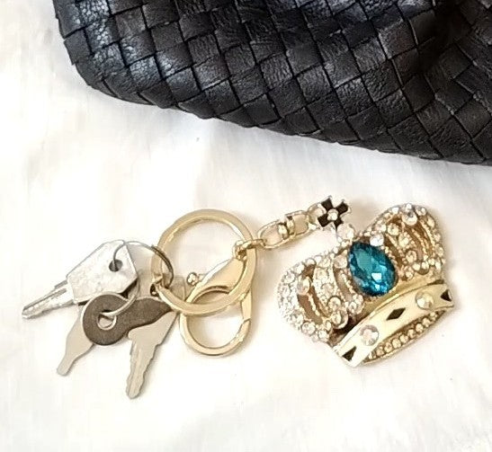 Bag Charm Large Crown - Gold Alloy with Crystal & Diamante