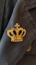 Gold Crown Brooch with Rhinestones