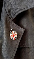 Union Jack Design Diamante Enamel Poppy Brooch